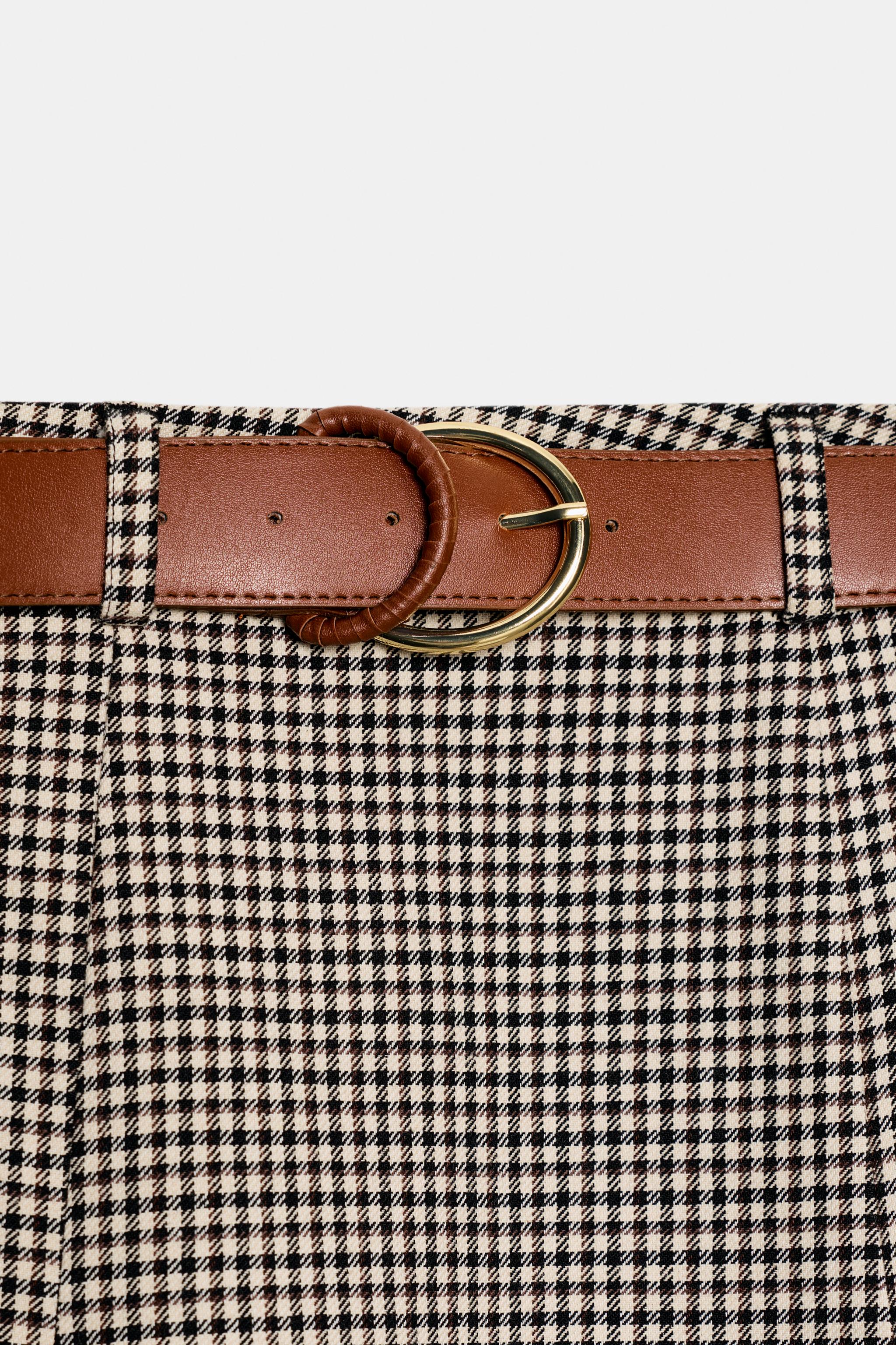 JUPE MI-LONGUE CAPE CEINTURE PIED-DE-POULE